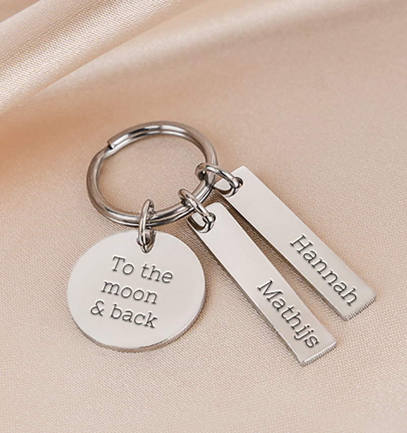 Naam Sleutelhanger 'Disc' | 2 namen | Zilver