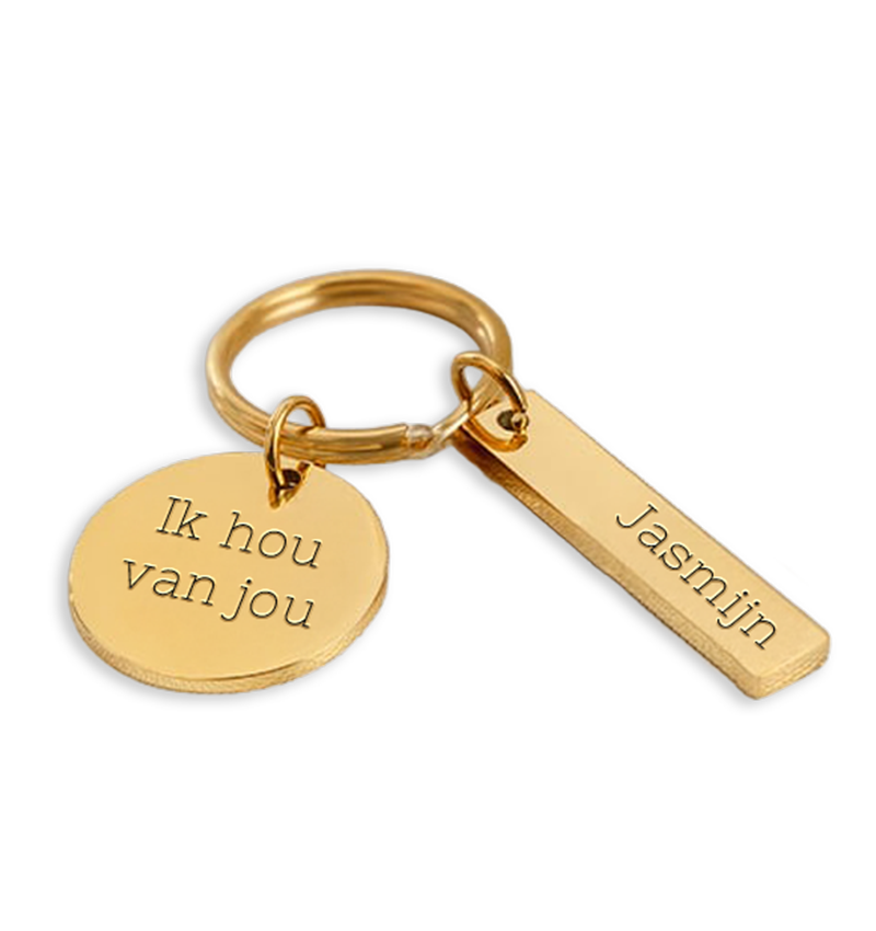 Naam Sleutelhanger 'Disc' | 1 naam | Goud