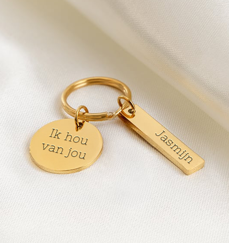 Naam Sleutelhanger 'Disc' | 1 naam | Goud