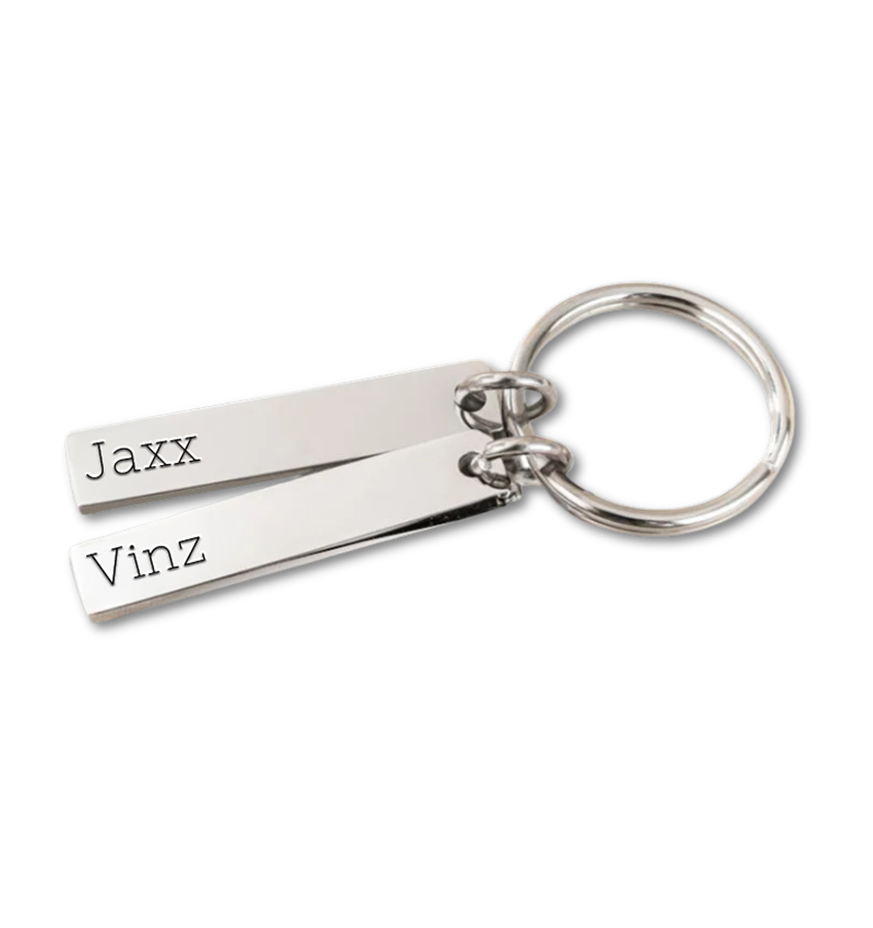 Naam Sleutelhanger | 2 namen | Zilver