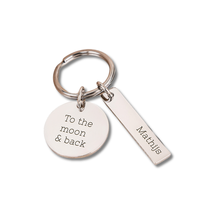 Naam Sleutelhanger 'Disc' | 1 naam | Zilver