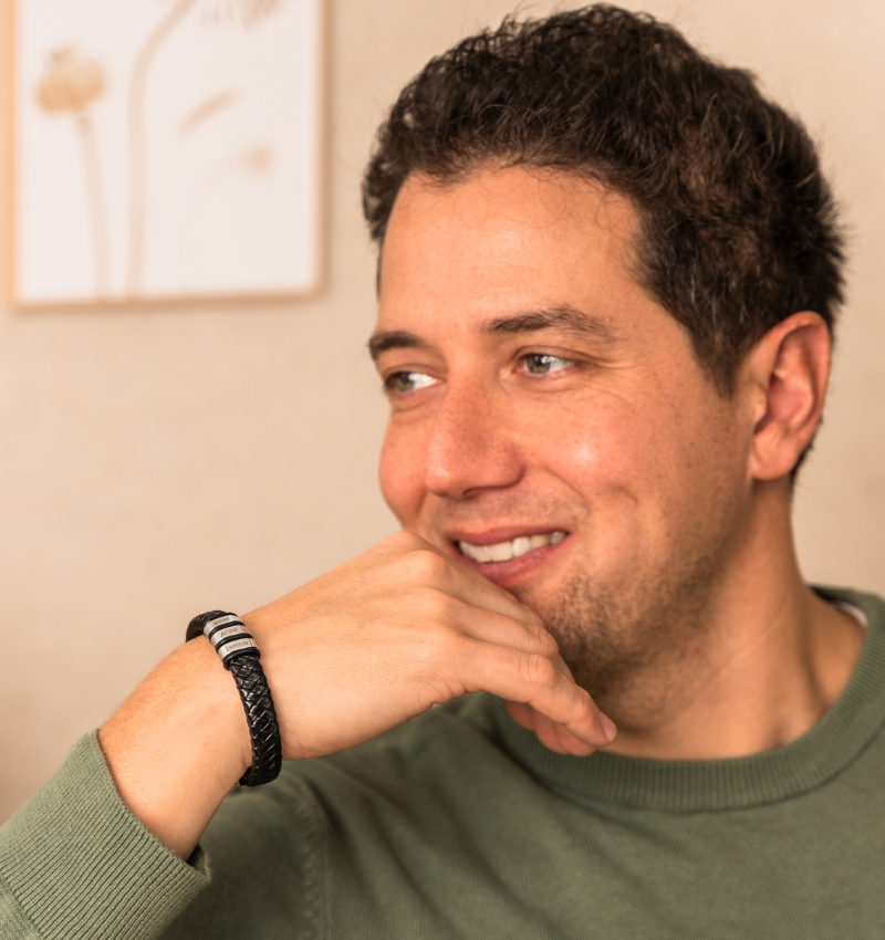 Leren Armband Heren ´Rock´ | 4 namen | Zilver