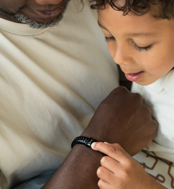 Leren Armband Heren ´Rock´ | 1 naam | Zwart