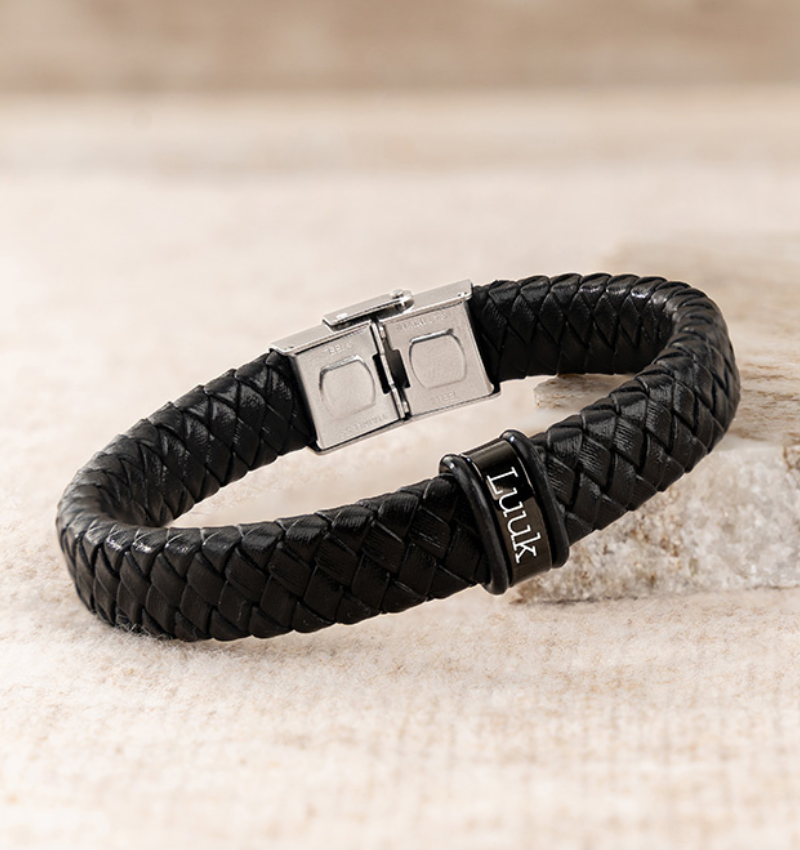 Leren Armband Jongens 'Rock' | Zwart