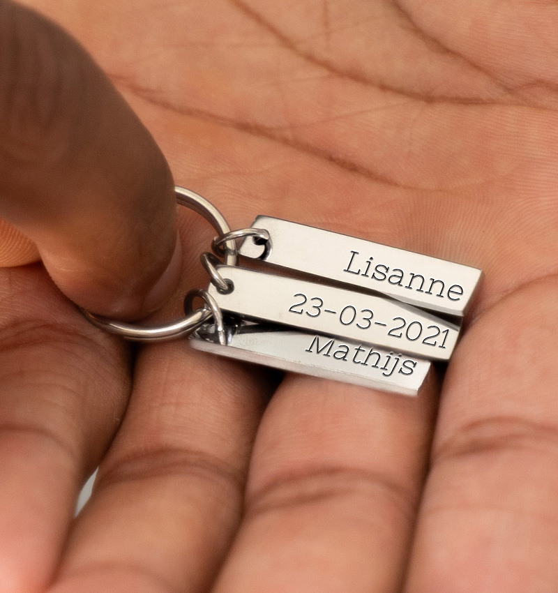 Naam Sleutelhanger | 2 namen | Zilver