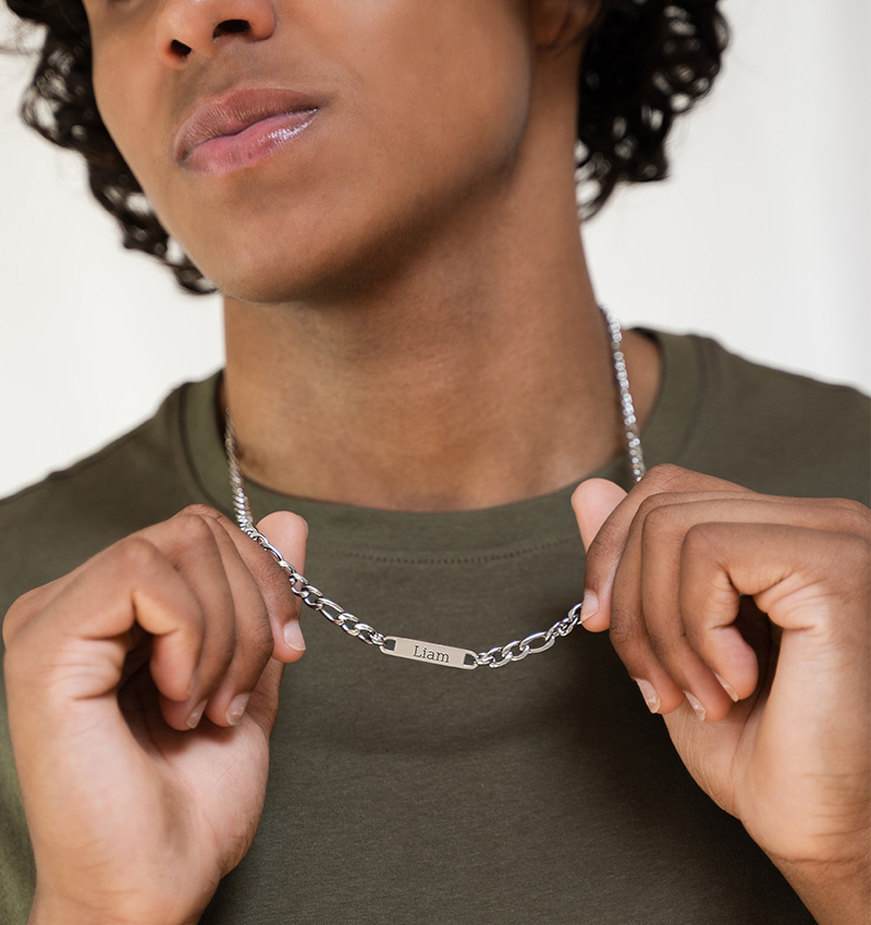 Schakelketting Heren met 1 Naam | Stainless Steel