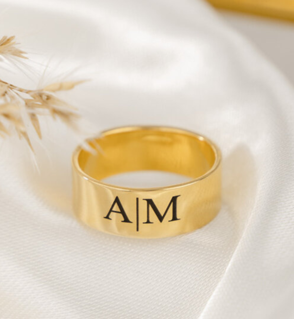 Vergulde Ring Heren met Gravure | 7 mm