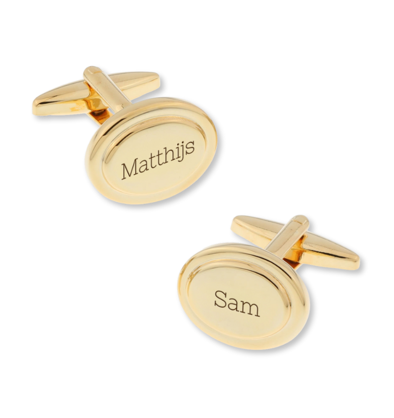 Gepersonaliseerde Manchetknopen 'Ovaal' I Goud