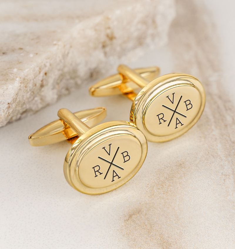 Gepersonaliseerde Manchetknopen 'Ovaal' I Goud