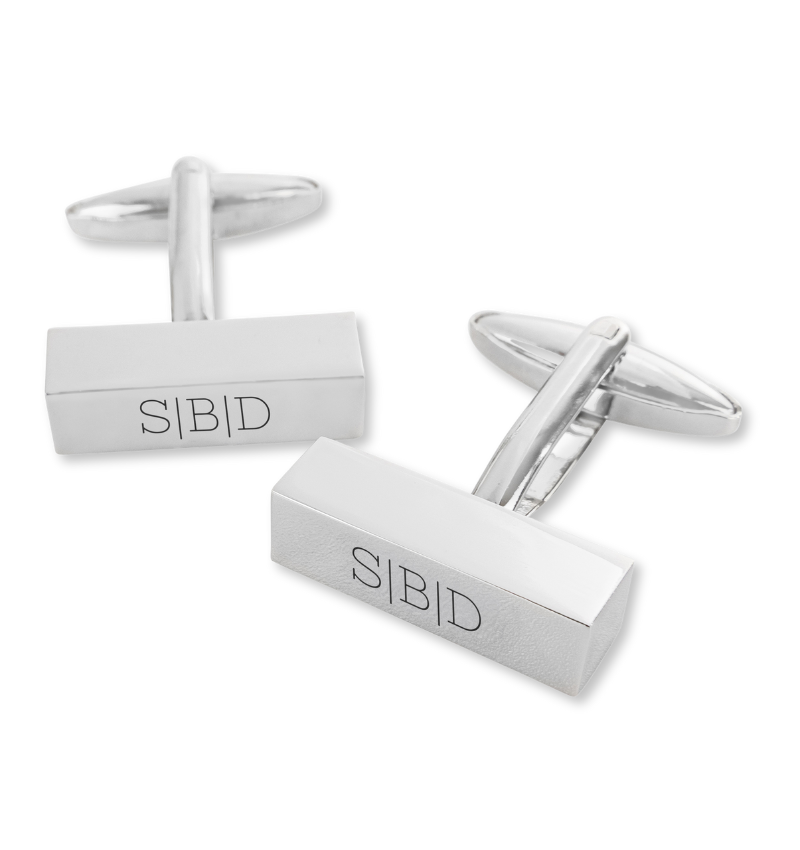 Gepersonaliseerde Manchetknopen 'Bar' I Zilver