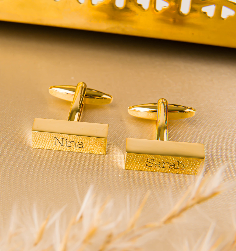 Gepersonaliseerde Manchetknopen 'Bar' I Goud