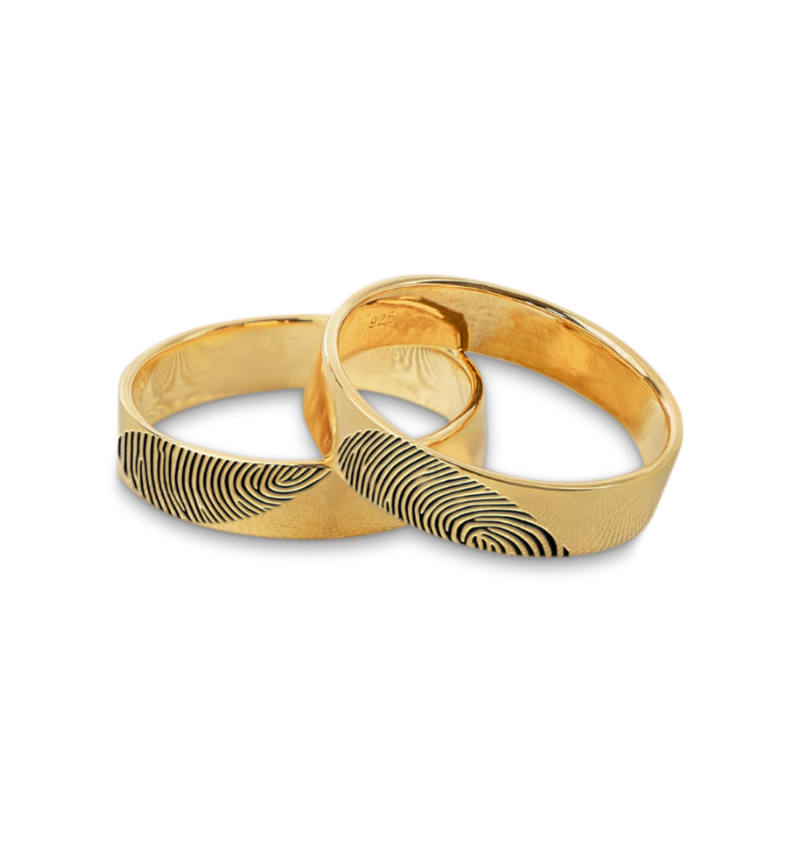 Ringen Set voor Heren met Vingerafdruk Verguld | 5mm