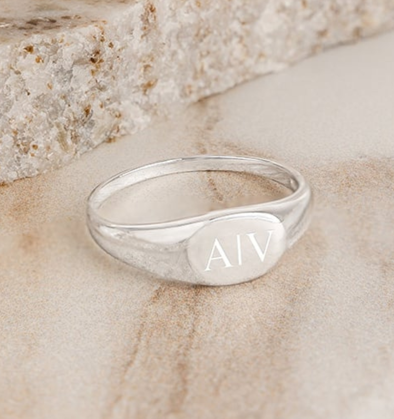 Signet Ring Heren met Initialen | Zilver