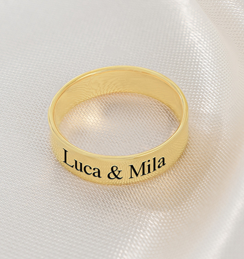 Vergulde Ring Heren met Gravure | 5 mm