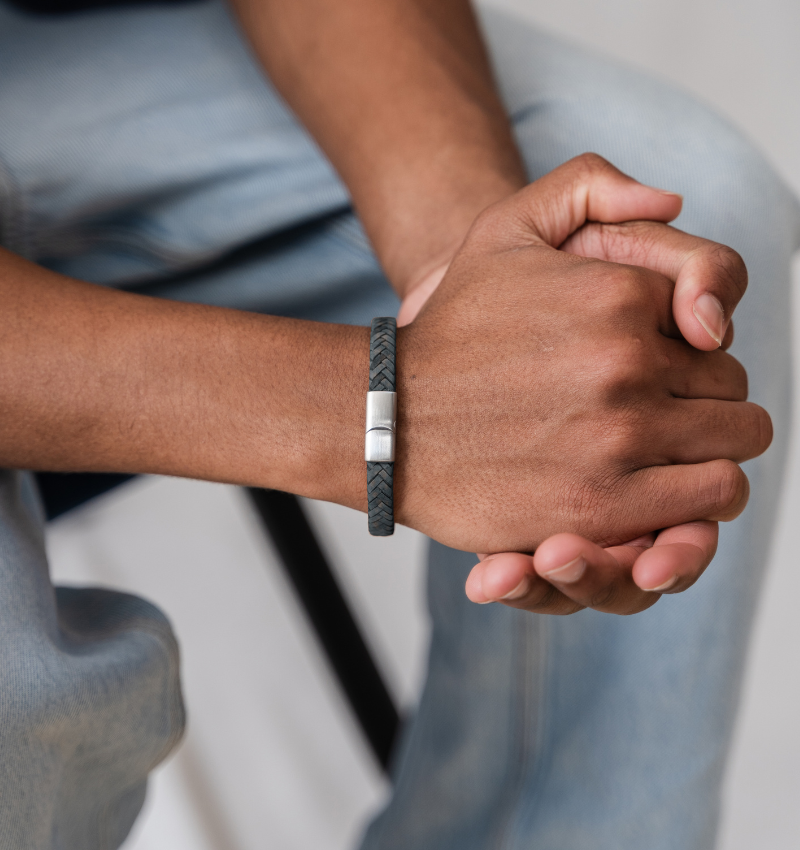 Leren Armband Heren zonder Gravure | Blauw