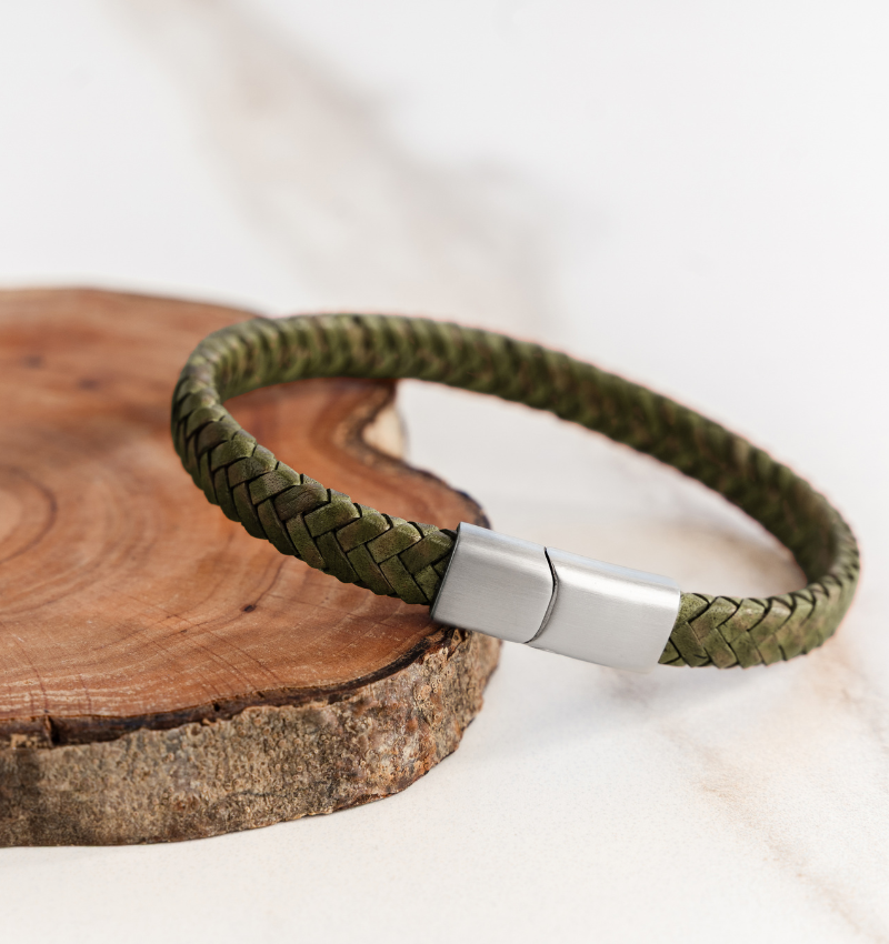 Leren Armband Heren zonder Gravure | Groen