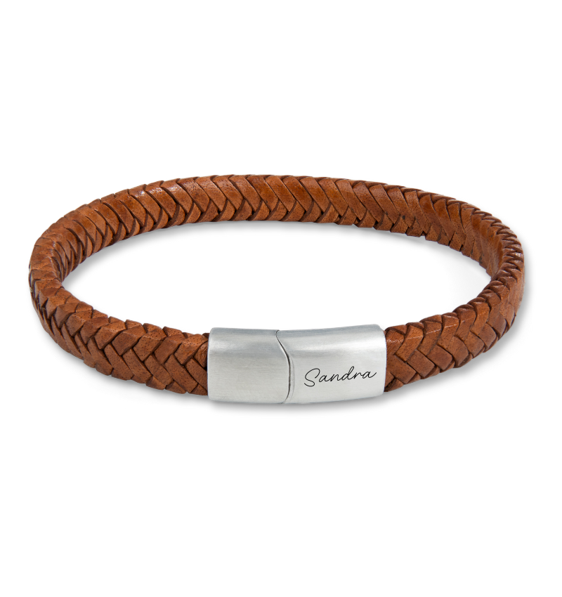 Leren Armband Heren met Eigen Handschrift | Camel