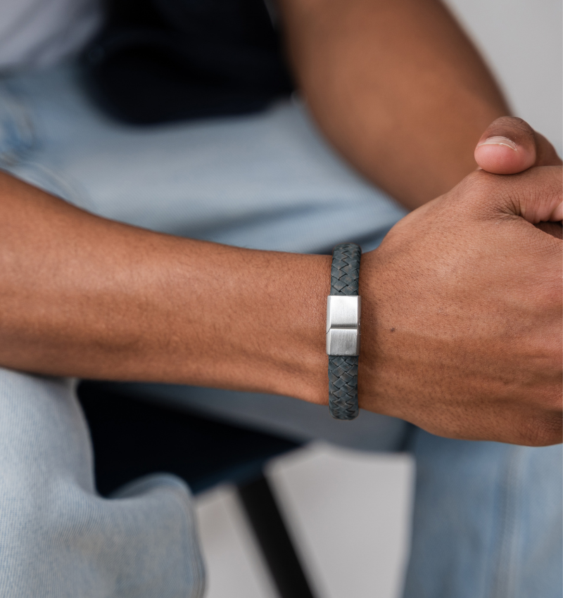 Heren Armband Leer Edge | Blauw