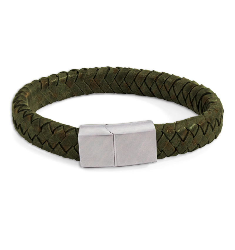 Heren Armband Leer Edge | Groen