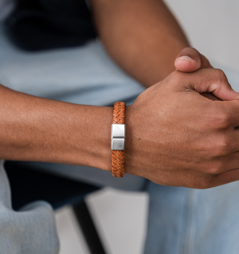 Heren Armband Leer Edge | Camel