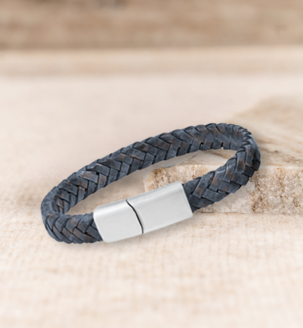 Jongens Leren Armband zonder Gravure | Blauw