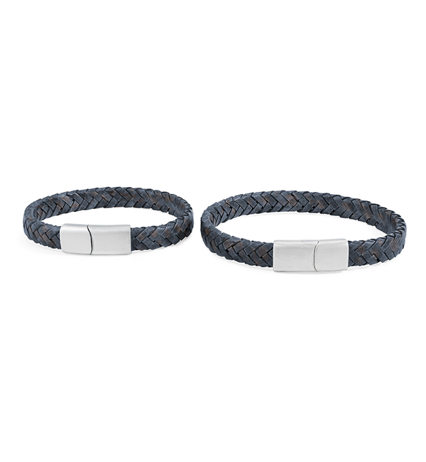 Vader & Zoon Armbanden Zonder Gravure Gevlochten Leer | Blauw