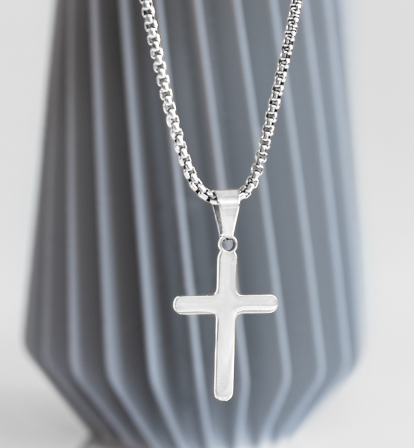 KAYA sieraden Stalen herenketting Kruis | Zilver