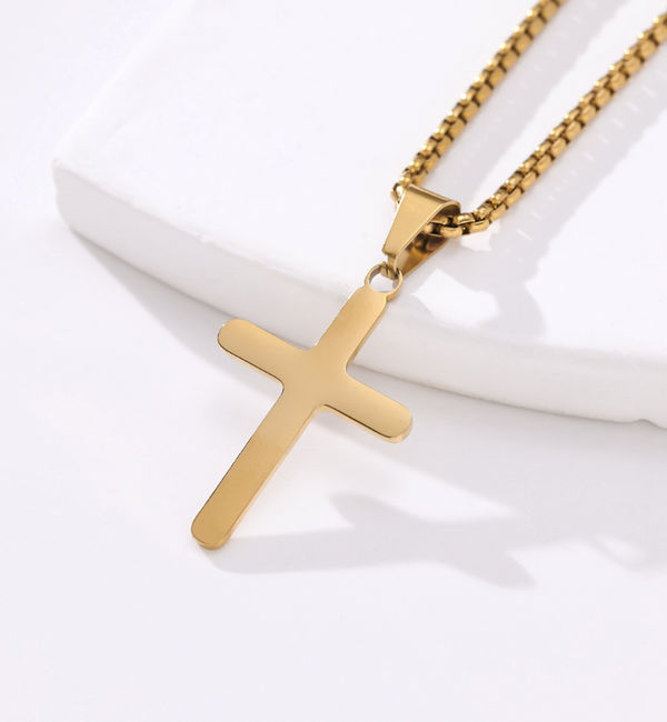 Stalen herenketting Kruis | Goud - RVS