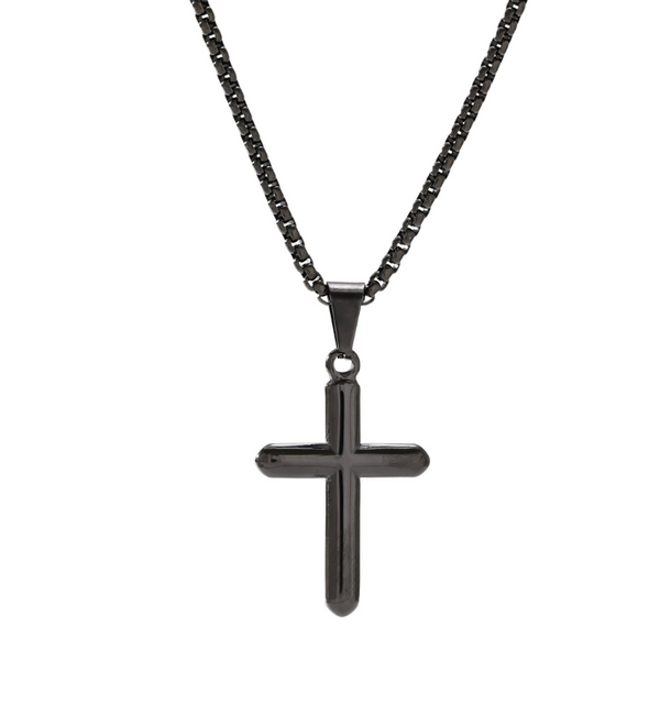 Stalen Bold herenketting Kruis | Zwart - RVS
