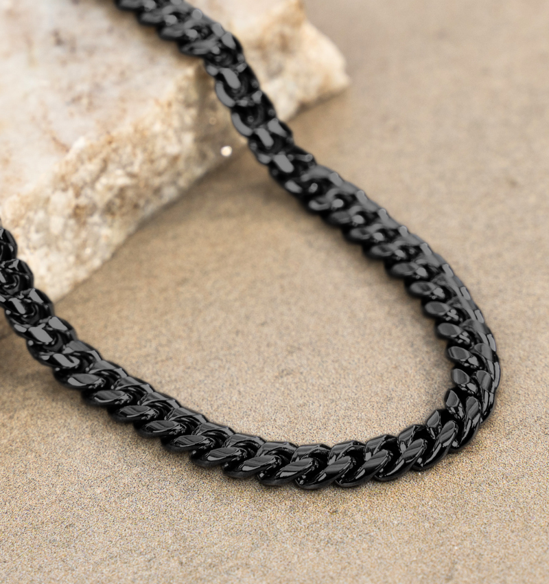 Schakelketting & Armband Cuban Zwart | 6 mm