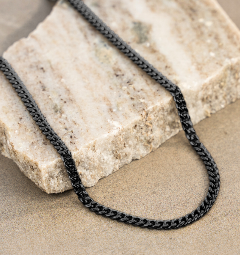 Schakelketting Cuban Link Zwart I 4 mm