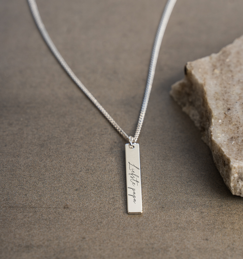 Heren Bar Ketting met Eigen Handschrift | Zilver