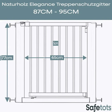 Safetots Safetots Elegantes Holz-Treppenschutzgitter 87 - 95 cm
