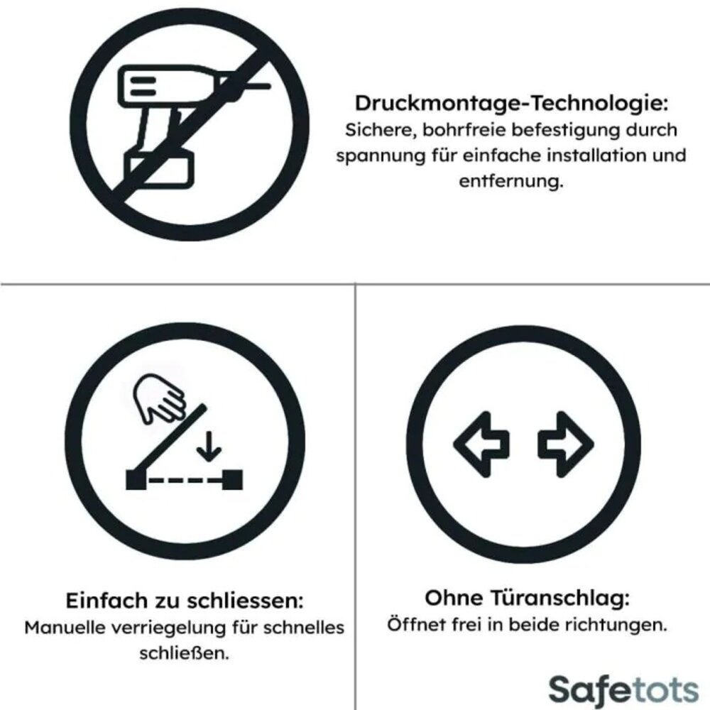 Safetots Safetots Elegantes Holz-Treppenschutzgitter 87 - 95 cm