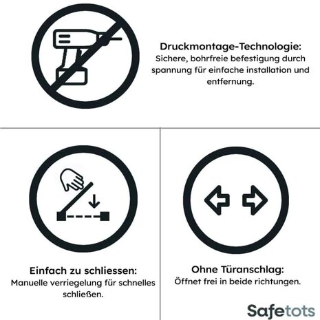 Safetots Safetots Elegantes Holz-Treppenschutzgitter 87 - 95 cm