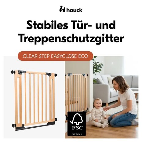 Hauck Hauck Clear Step N Easyclose Eco Beech Treppenschutzgitter 75 - 80 cm Hauck Hauck Clear Step N Easyclose Eco Beech Treppenschutzgitter 75 - 80 cm