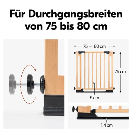 Hauck Hauck Clear Step N Easyclose Eco Beech Treppenschutzgitter 75 - 80 cm Hauck Hauck Clear Step N Easyclose Eco Beech Treppenschutzgitter 75 - 80 cm