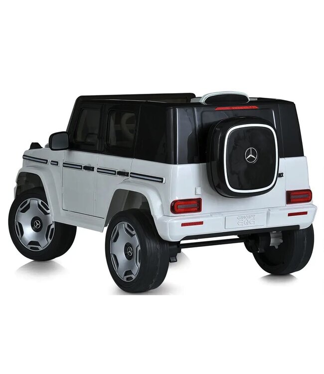 Mercedes Benz EQG, voiture électrique pour enfants 12 volts avec pneus en caoutchouc, siège en cuir et plus encore !