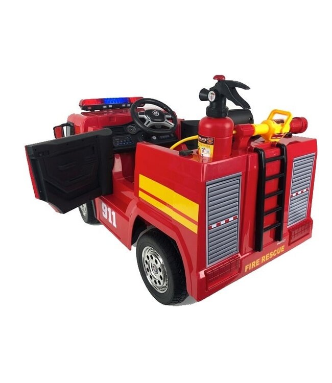 Voiture à batterie des pompiers, voiture électrique pour enfants 12 volts avec de nombreux accessoires !