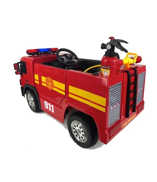 Voiture à batterie des pompiers, voiture électrique pour enfants 12 volts avec de nombreux accessoires !