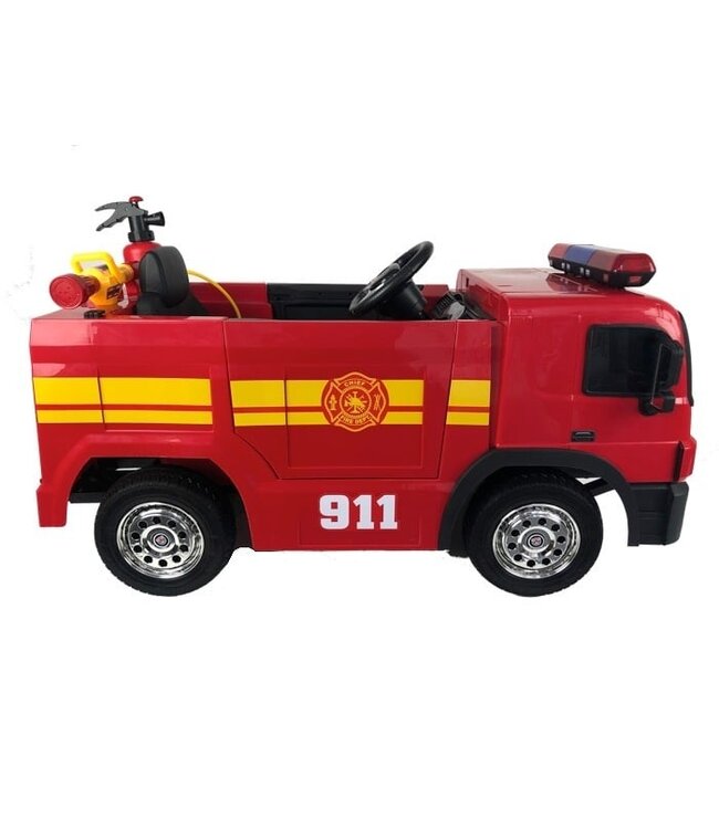 Voiture à batterie des pompiers, voiture électrique pour enfants 12 volts avec de nombreux accessoires !