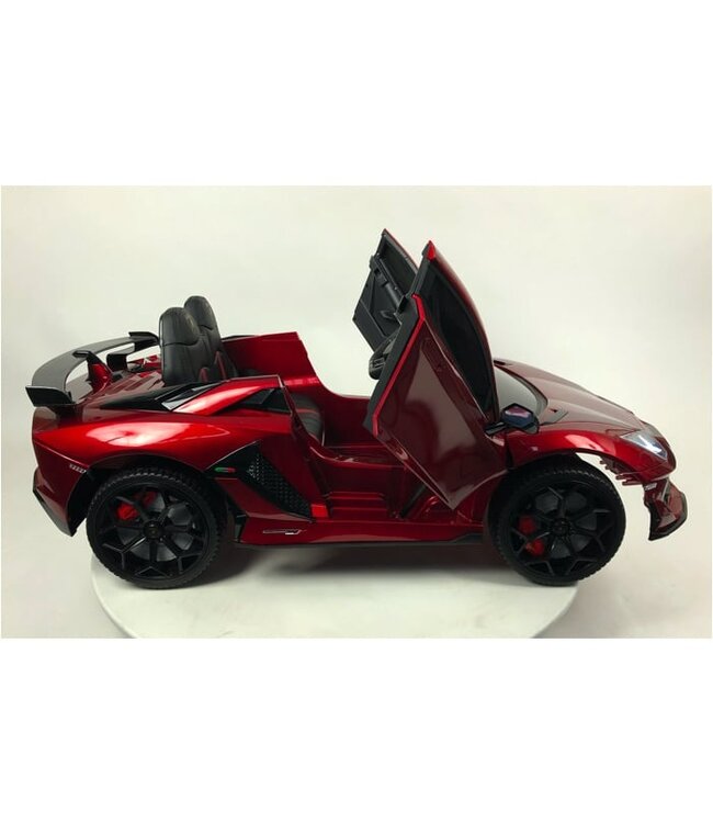 Lamborghini Aventador SVJ, 12 volt elektrische kinderauto met echte vleugeldeuren!