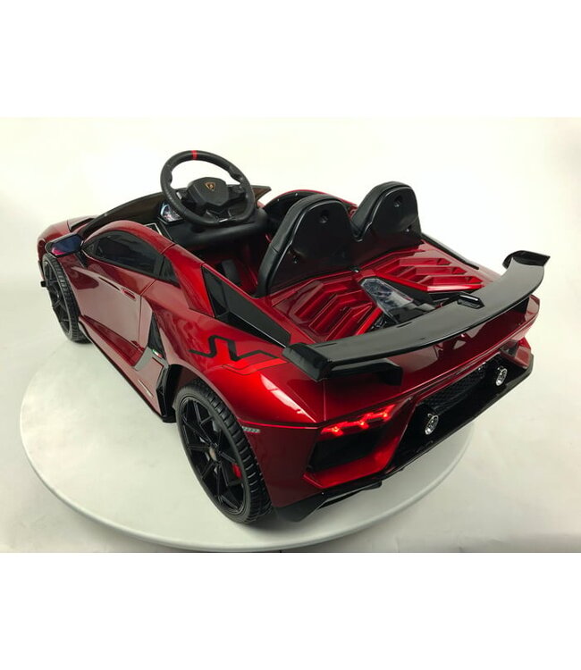 Lamborghini Aventador SVJ, 12 volt elektrische kinderauto met echte vleugeldeuren!