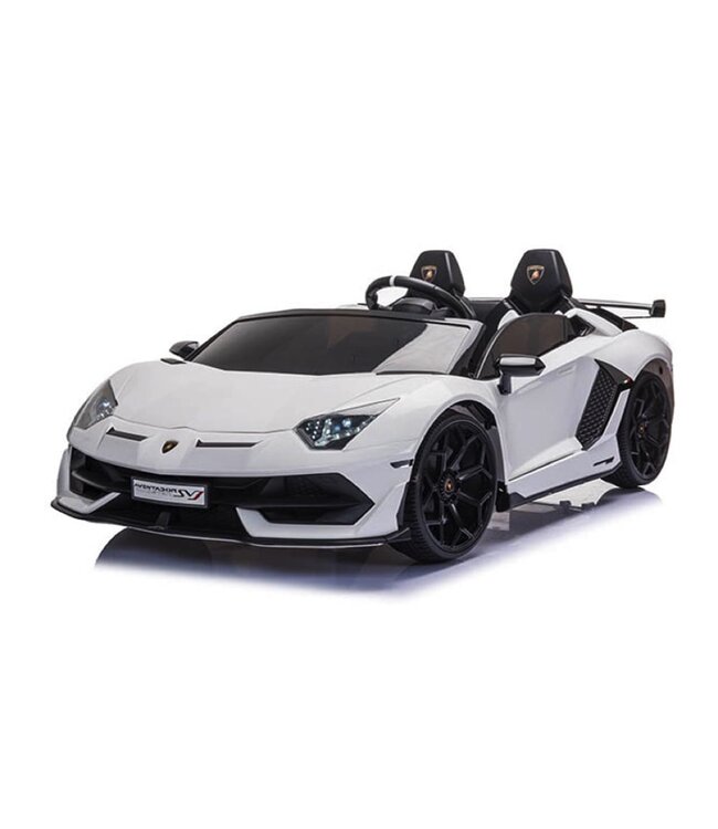 Lamborghini Aventador, 2-persoons 24 volt elektrische kinderauto met rubberen banden, leder zitje!