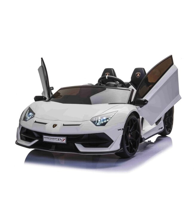 Lamborghini Aventador, 2-persoons 24 volt elektrische kinderauto met rubberen banden, leder zitje!