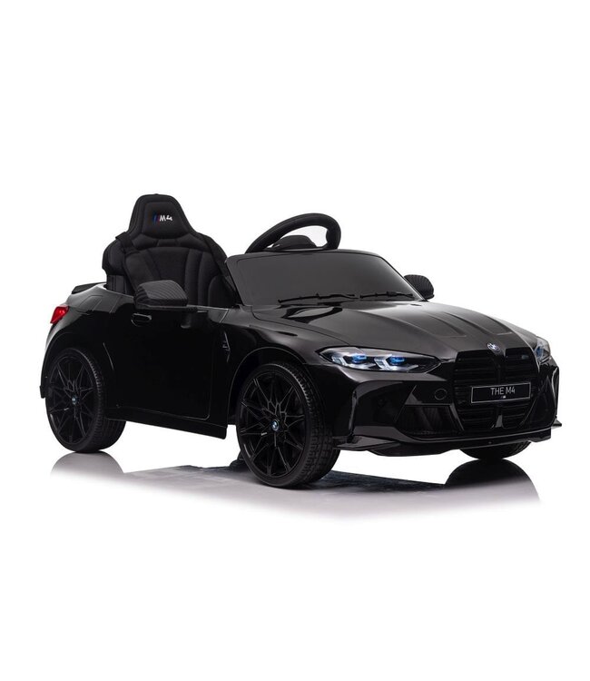 BMW M4, 12-Volt-Elektro-Kinderauto, Ledersitz, Gummireifen, Kinderbatterieauto!