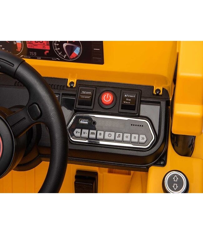 Arbeitsfahrzeug mit Koffer, 12 Volt Elektro-Kinderauto, 4 Motoren, Gummireifen und Kunstledersitz!