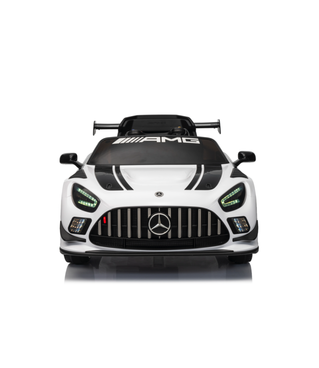 Mercedes-Benz GT3 AMG 12 volt elektrische kinderauto met rubberen banden, leder zitje en meer!
