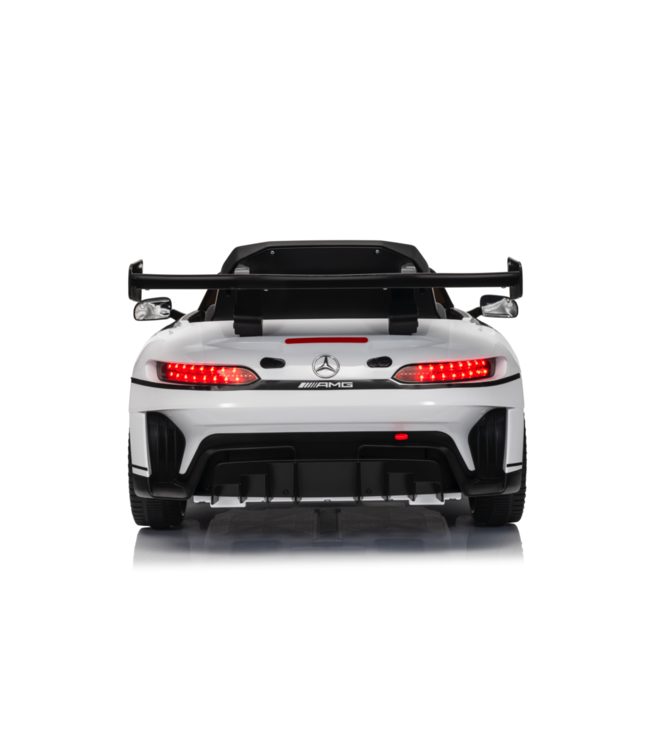 Voiture électrique pour enfants Mercedes-Benz GT3 AMG 12 volts avec pneus en caoutchouc, siège en cuir et plus encore !