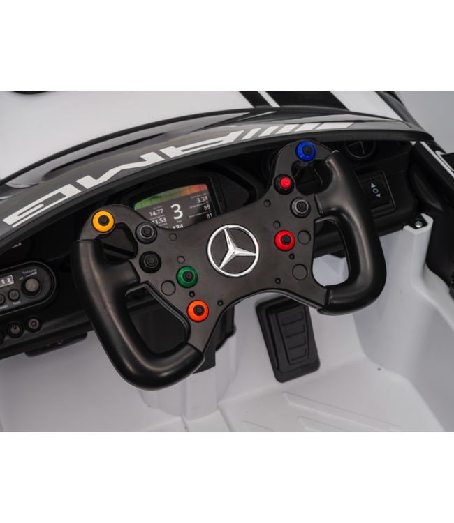 Mercedes-Benz GT3 AMG 12 volt elektrische kinderauto met rubberen banden, leder zitje en meer!